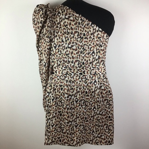 Lavish Alice Leopard Print One Shoulder Satin Mini Dress - Picture 6 of 8